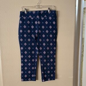 Dana Buchman Navy and Pink Patterned Pants